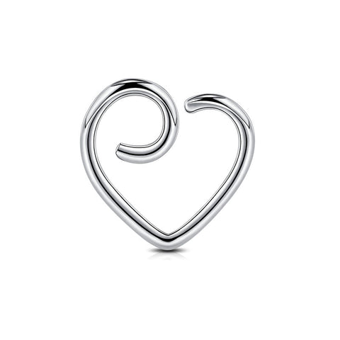 16G Daith Earring Heart Shaped Silver 10mm