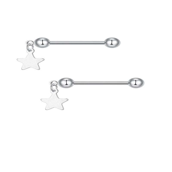 Nipple Barbell Stainless Steel Piercing Star 14G Nipple Rings for women men 1 Pair