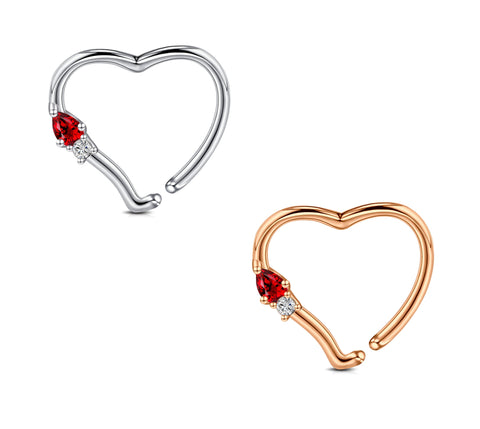 Heart Daith Earring Stainless Steel 16G 10mm Ring Silver Rosegold Cartilage Piercing