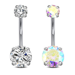 14g Belly Button Rings Surgical Steel CZ Petite Navel Ring for Women Girls Body Silver