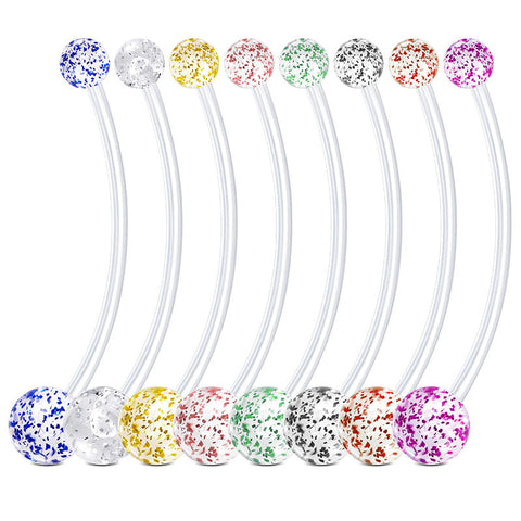Pregnancy Belly Rings 14G Double Glitter Ball 32MM 38MM Muti-Color Available
