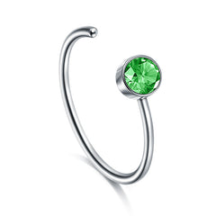22g 8mm nose hoop with 2mm green CZ