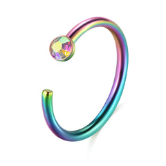 20G 8mm rainbow nose rings hoop with 2mm CZ