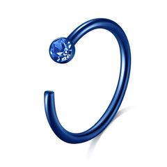20G 8mm blue nose rings hoop with 2mm CZ
