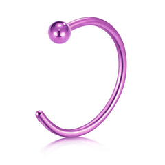 18G 10mm purple nose rings hoop with ball top