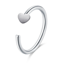 20G 8mm silver nose rings hoop with heart top