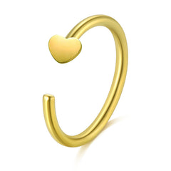 20G 8mm gold nose rings hoop with heart top