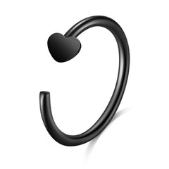20G 8mm black nose rings hoop with heart top