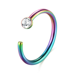 20G 8mm rainbow nose rings hoop with 2mm CZ