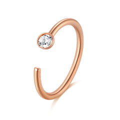 20G 8mm rose gold nose rings hoop with 2mm CZ