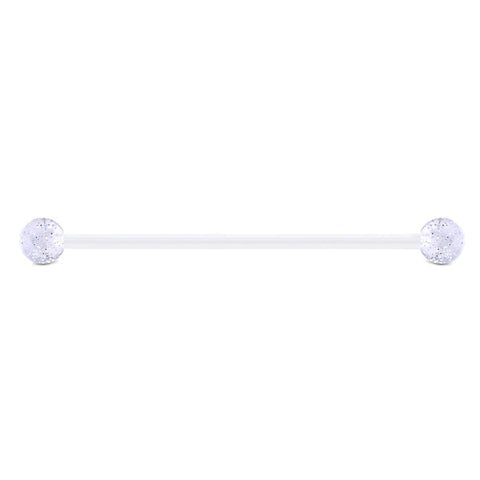 14G Plastic Industrial Earrings Glitter Ball