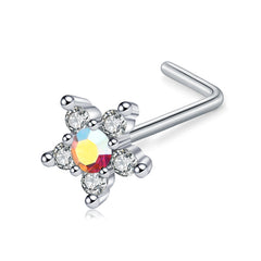Silver Colorful Zircon Nose Rings