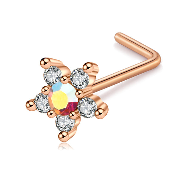 Rose Gold Colorful Zircon Nose Rings