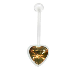Heart Shape Crystal Pregnancy Belly Rings 14G Acrylic 18MM Clear Tawny Available
