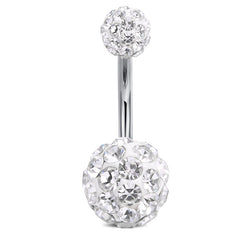 Disco CZ Paved Stainless Steel Belly Ring