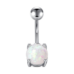 Classic White Opal 4-Prong Belly Button Ring 3 Size Available