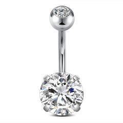 Classic 4-Claw CZ Inlaid Belly Button Ring Surgical Steel 14G Navel Belly Rings Piercing