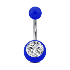 Clear CZ Inlaid Acrylic Ball Belly Button Ring Navel Ring