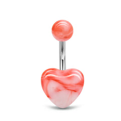 Surgical Steel Belly Button Ring With Acrylic Colorful Heart End Navel Belly Ring Piercing