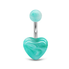 Surgical Steel Belly Button Ring With Acrylic Colorful Heart End Navel Belly Ring Piercing