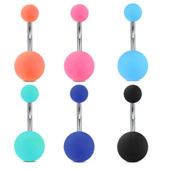 Rubber Paint Acrylic Ball Surgical Steel Belly Button Ring 14G Navel Belly Rings Piercing