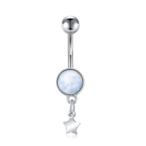 Star Pendant Moon Sky Belly Button Ring 14G Surgical Steel Dangle Navel Piercing Jewelry