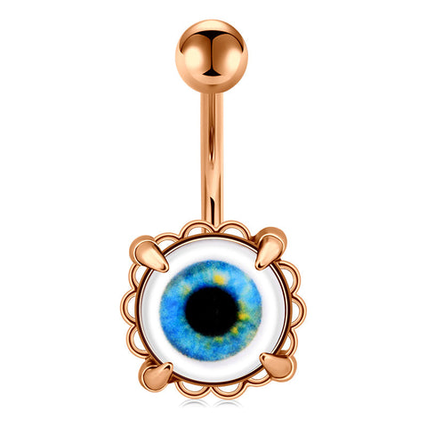 Evil Blue Eyes Belly Button Ring 14G Surgical Steel Belly Navel Ring Piercing Jewelry