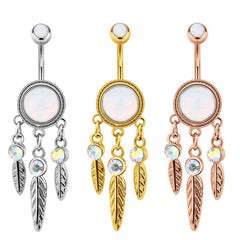 Dream Catcher Dangel Belly Button Ring 14G Surgical Steel Belly Navel Ring Piercing Jewelry