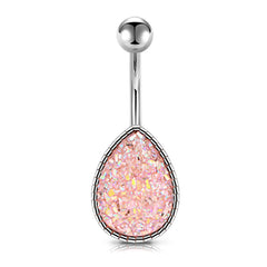 Drip Sand Glitter Belly Button Ring 14G Surgical Steel Navel Belly Ring Piercing Jewelry