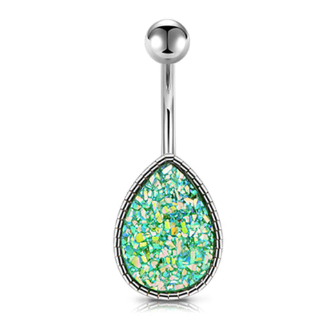 Drip Sand Glitter Belly Button Ring 14G Surgical Steel Navel Belly Ring Piercing Jewelry