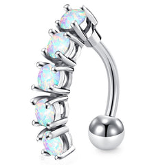 Pave Opal Crystal Reverse Belly Button Ring 14G Surgical Steel Top Down Navel Belly Rings