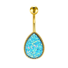 Drip Sand Glitter Belly Button Ring 14G Surgical Steel Gold Navel Belly Ring Piercing Jewelry