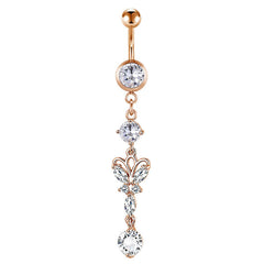 Butterfly CZ Pandent Belly Button Ring 14G Surgical Steel Belly Navel Ring Piercing Jewelry