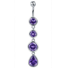 CZ Drip Dangel Belly Button Ring 14G Surgical Steel Belly Navel Ring Piercing Jewelry