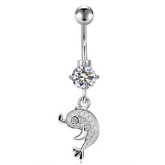 CZ Dolphin Pandent Belly Button Rings 14G Surgical Steel Belly Navel Ring Piercing Jewelry