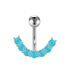 Curved Gem Inlaid Smile Belly Button Rings Stainless Steel 14G Navel Piercing Jewelry