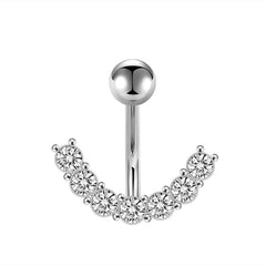 Curved Gem Inlaid Smile Belly Button Rings Stainless Steel 14G Navel Piercing Jewelry