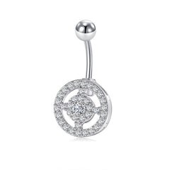 CZ Paved Cross 14G Surgical Steel Belly Button Ring Navel Belly Ring Piercing Jewelry