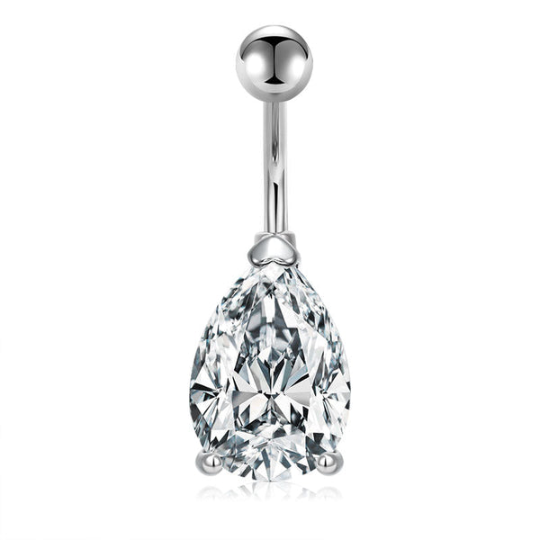 Big Diamond Drip Belly Button Ring 14G Surgical Steel CZ Navel Belly Ring Piercing Jewelry