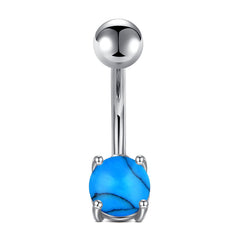 Small Turquoise Stone Belly Button Ring Stainless Steel 14G Navel Belly Ring Piercing