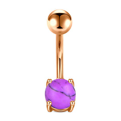 Small Turquoise Stone Belly Button Ring Stainless Steel 14G Rose Gold Navel Belly Ring Piercing