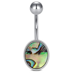 Nature Shell Inlaid Belly Button Ring 14G Surgical Steel Belly Navel Ring Piercing Jewelry