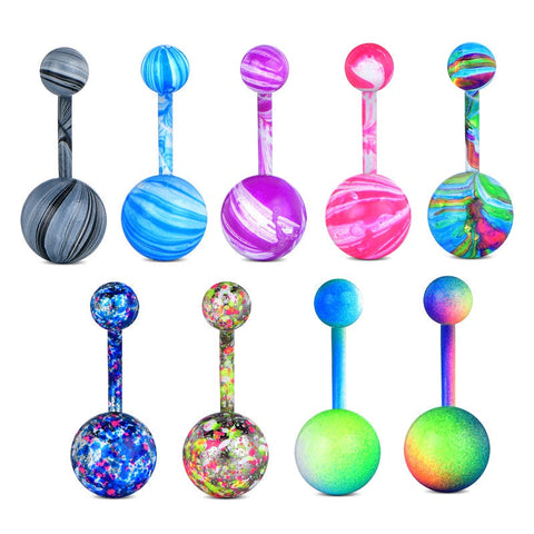 Colorful Balls 14G Stainless Belly Ring