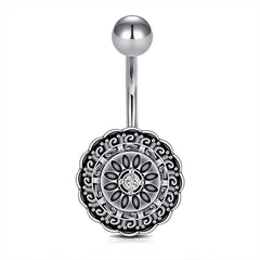 Vintage Victoria Flower Belly Ring Belly Button Rings Stainless Steel 14G Navel Piercing