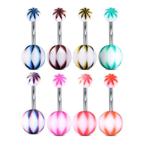 14G Surgical Steel Belly Button Ring Colorful Acrylic Ball Navel Ring Piercing Jewelry