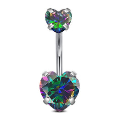 Heart CZ Belly Button Rings Surgical Steel Navel Piercing 14G Shiny Belly Piercing Jewelry