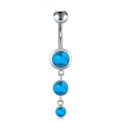 Turquoise Stone Dangle Belly Button Ring Stainless Steel 14G Navel Belly Ring Piercing