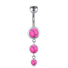 Turquoise Stone Dangle Belly Button Ring Stainless Steel 14G Navel Belly Ring Piercing