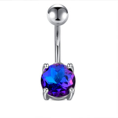 14G Surgical Steel Belly Button Ring Ab Zirconia CZ 4-Claws Navel Ring Piercing Jewelry