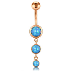 Opal Dangel Belly Button Ring 14G Surgical Steel Belly Navel Ring Piercing Jewelry